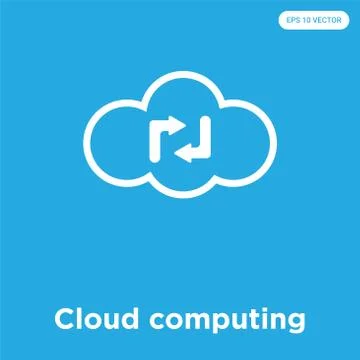 Cloud computing icon isolated on blue background Free Stock Illustration
