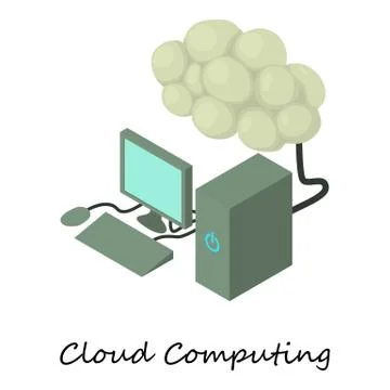 Cloud computing icon, isometric 3d style Stock Illustration