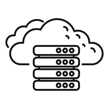 Cloud computing icon in line art style 스톡 일러스트
