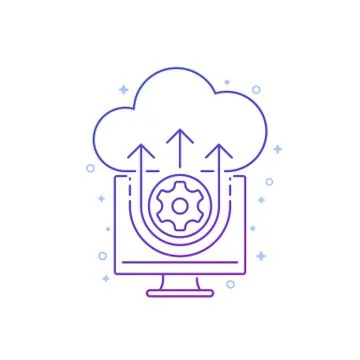 Cloud computing icon, line design Stock Illustration