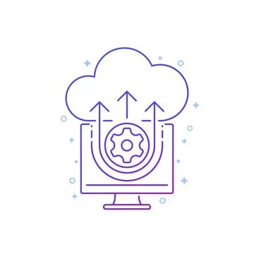 Cloud computing icon, line design Illustrazione stock