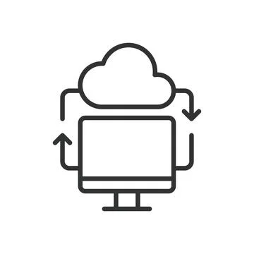 Cloud computing icon in line design. cloud services, online computing, remote Stock Illustration