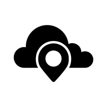 Cloud computing icon with a location pin symbol Stockillustratie