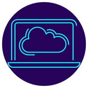 Cloud Computing Icon. Minimalistic neon outline Stock Illustration