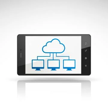 Cloud computing icon on mobile phone 스톡 일러스트