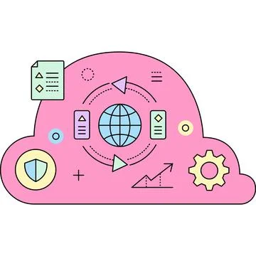 Cloud computing icon network tech data server 스톡 일러스트