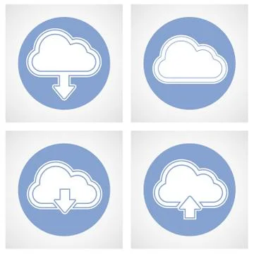 Cloud computing icon - online storage with upload and download sign Illustrazione stock