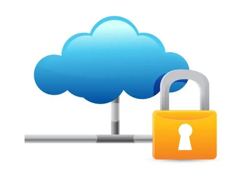 Cloud computing icon with protection Illustrazione stock