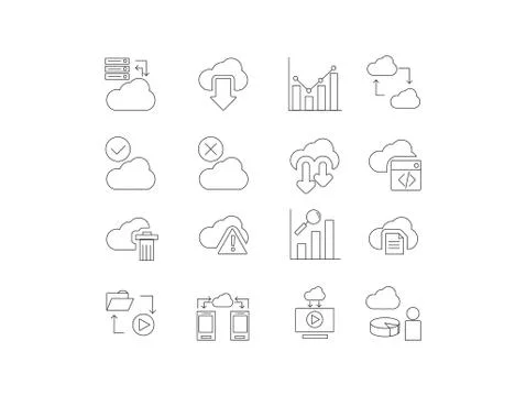 Cloud Computing Icon Set with All Subjects That Represent It Stock Illustration