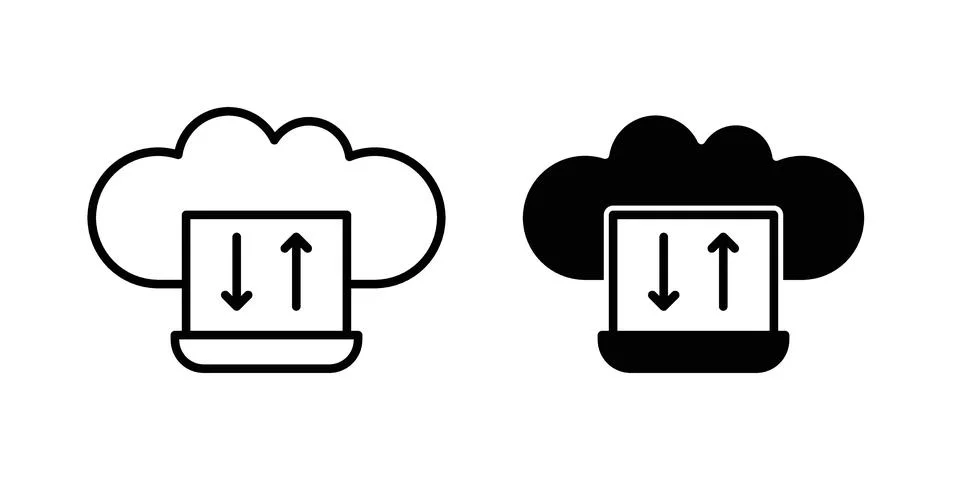 Cloud computing icon set modern line and solid style collection. Stock Illustration