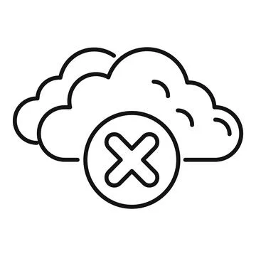 Cloud computing icon showing disconnected service with an x Illustrazione stock