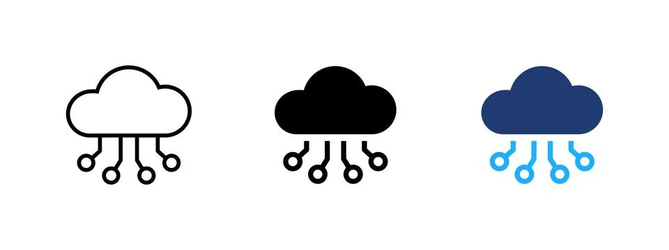 Cloud computing icon. Symbol of digital cloud, servers, data storage, and n.. Illustrazione stock