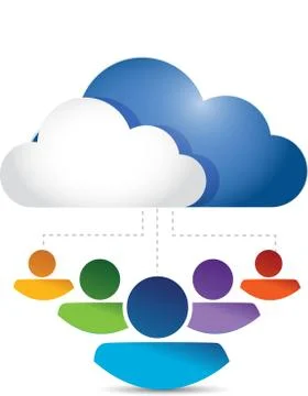 Cloud computing icon teamwork Illustrazione stock
