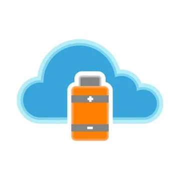 Cloud computing icon with an usb symbol 库存插图