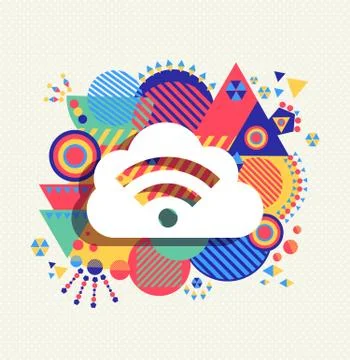 Cloud computing icon vibrant colors illustration Stock Illustration