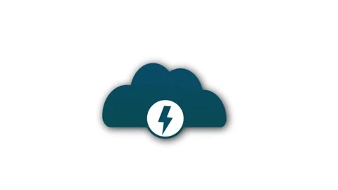 Cloud computing icon with volt sign, power in cloud network simple logotype.. Vídeo Stock 259800404