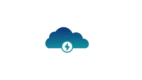 Cloud computing icon with volt sign, power in cloud network simple logotype.. Video stock 260902634