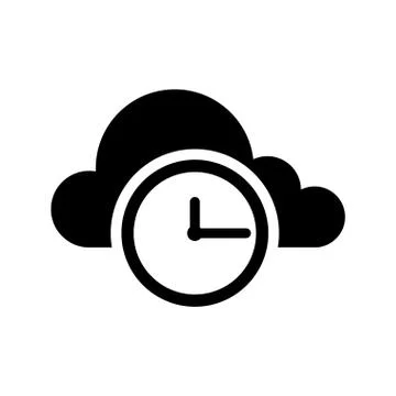 Cloud computing icon with a watch symbol Stock Illustration
