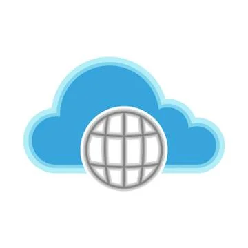 Cloud computing icon with a web symbol Stock Illustration