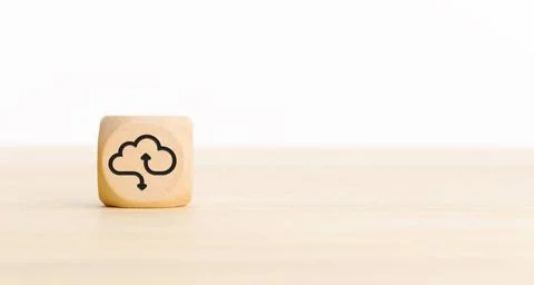 Cloud computing icon on wooden block. Copy space Cloud computing icon on w... Stock Photos