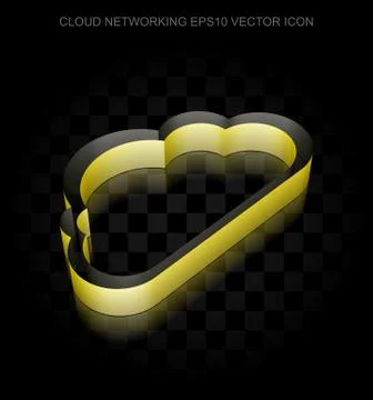 Cloud computing icon: Yellow 3d Cloud made of paper, transparent shadow, EPS 10 스톡 일러스트