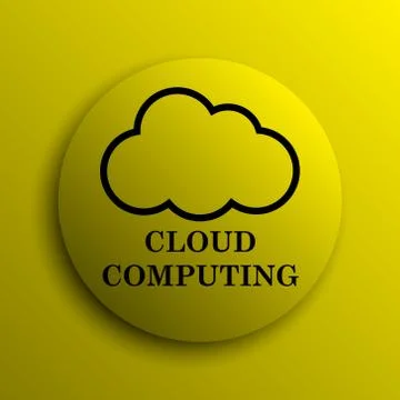 Cloud computing icon. Yellow internet button.. Stock Illustration