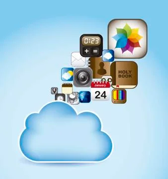 Cloud computing with icons apps. vector illustration Illustrazione stock