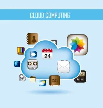 Cloud computing with icons apps. vector illustration Stock Illustration