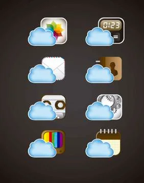 Cloud computing with icons apps. vector illustration Illustrazione stock