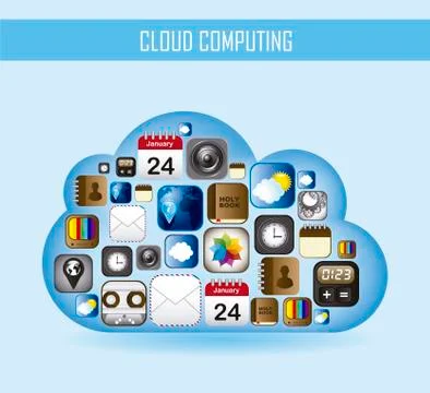 Cloud computing with icons apps. vector illustration 스톡 일러스트