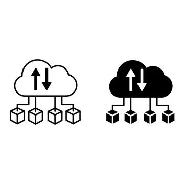 Cloud Computing Icons. Black and White Icons. Vector Illustration of Connec.. Stockillustratie