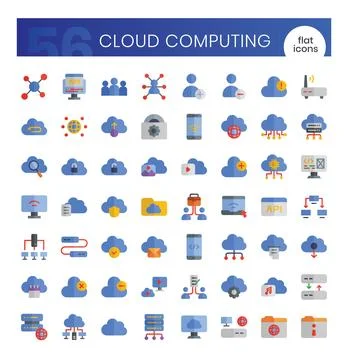 Cloud computing Icons Bundle. Flat icons style. Vector illustration Illustrazione stock