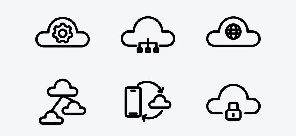 Cloud Computing Icons Data Network Management and Security Services Stock-Illustration