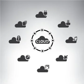 Cloud computing icons Stock Illustration