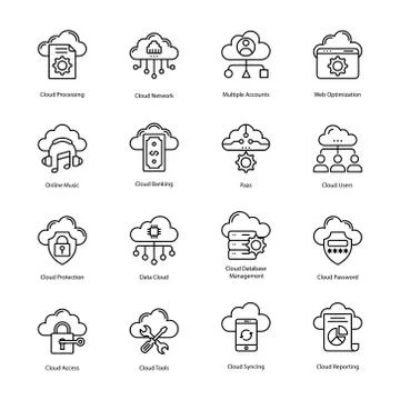 Cloud Computing Icons 库存插图