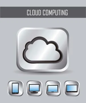 Cloud computing icons metallic. vector illustration イラスト素材