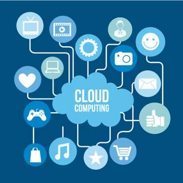 Cloud computing icons over blue background vector illustration Stock Illustration