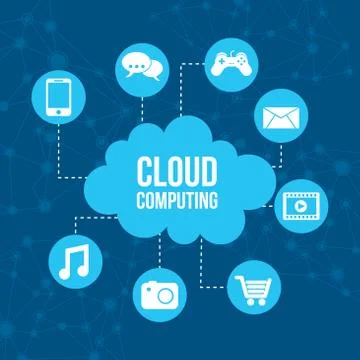 Cloud computing icons over blue background vector illustration イラスト素材