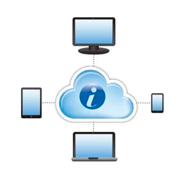 Cloud computing with icons over white background. vector Stock Illustration