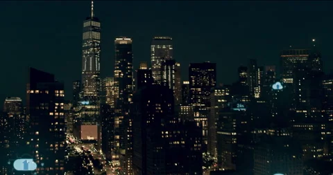 Cloud computing icons with percentages scattered throughout a large city. Data c Stock Footage 199458637