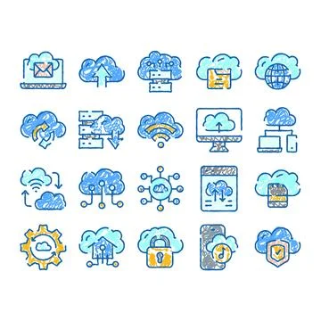 Cloud computing icons presenting data storage network Stock Illustration