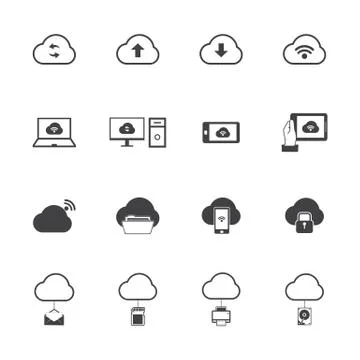 Cloud computing icons set. Stock Illustration