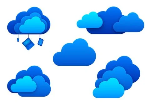 Cloud computing icons set. isolated. cloud computing idea concept. Stock Illustration