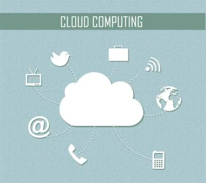 Cloud computing with icons, vintage style. vector illustration Stock Illustration