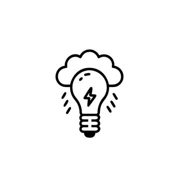 Cloud computing idea and light bulb innovation vector icon Stock Illustration