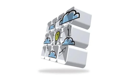 Cloud computing idea cycle on abstract screen Stock Illustration