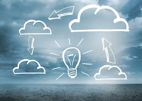 Cloud computing idea on desert landscape Foto stock