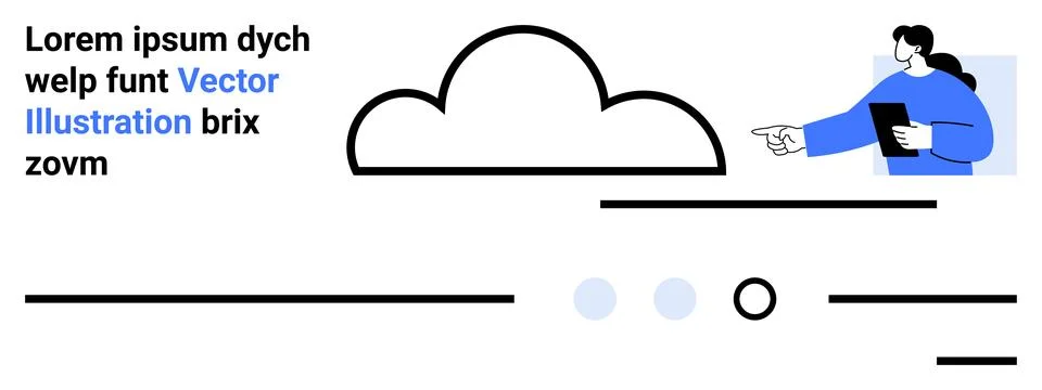 Cloud Computing with Illustrated Character Pointing and Text Elements Stock Illustration