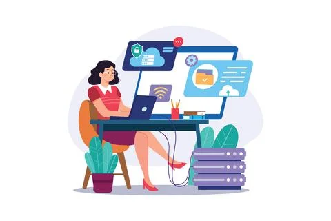 Cloud Computing Illustration concept. A flat illustration isolated on white b Stock Illustration