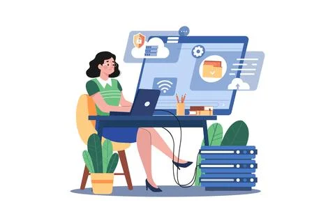 Cloud Computing Illustration concept on white background Illustrazione stock